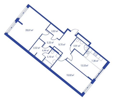 135 м², 3-комн. квартира, 2/32 этаж