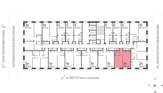 Продажа 1-комнатной квартиры 41,3 м², 26/28 этаж