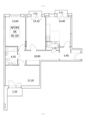 81,5 м², 3-комн. квартира, 8/11 этаж