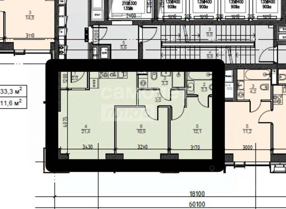 Продажа 2-комнатной квартиры 56 м², 6/52 этаж