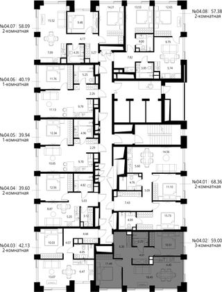 Продажа 3-комнатной квартиры 59 м², 4/27 этаж