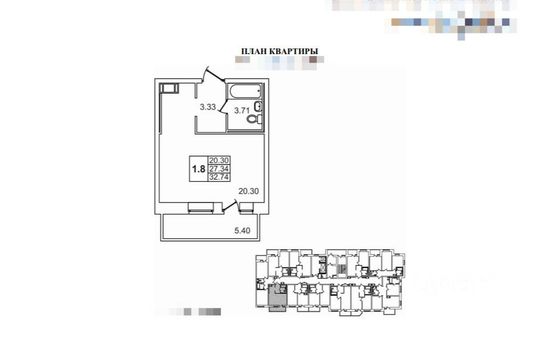 Аренда квартиры-студии 32 м², 2/18 этаж