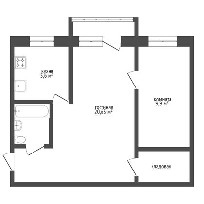 Продажа 2-комнатной квартиры 44,2 м², 3/5 этаж