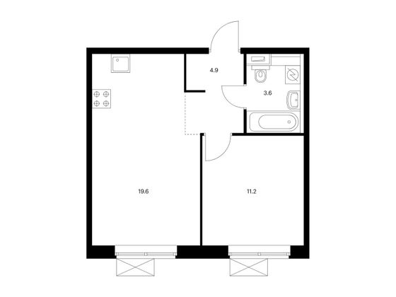 Продажа 1-комнатной квартиры 39,3 м², 2/11 этаж