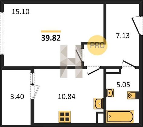 Продажа 1-комнатной квартиры 39,8 м², 1/8 этаж