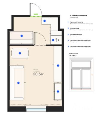 Продажа 1 комнаты, 20,5 м², 5/5 этаж