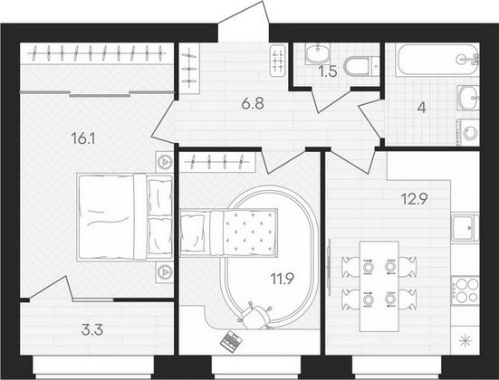 Продажа 2-комнатной квартиры 56,5 м², 7/10 этаж