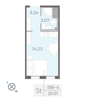 Продажа квартиры-студии 20,5 м², 17/17 этаж