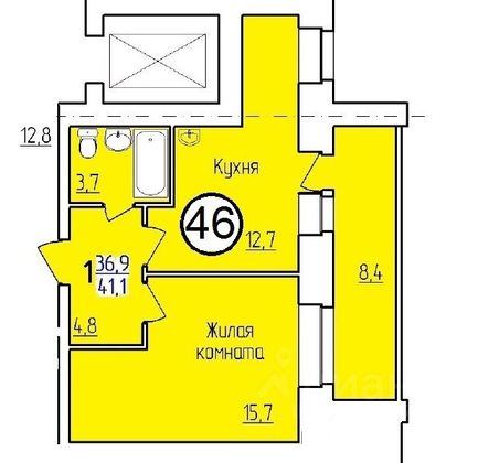 Продажа 1-комнатной квартиры 41 м², 3/10 этаж