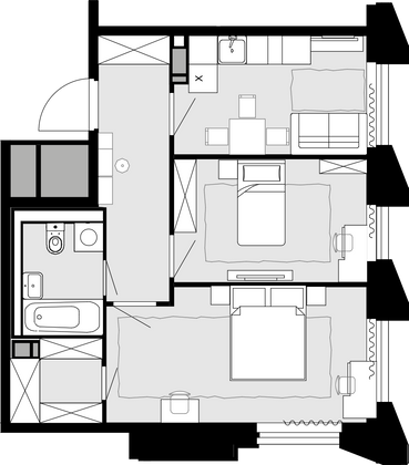 53,4 м², 2-комн. квартира, 11/22 этаж