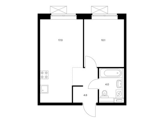 Продажа 1-комнатной квартиры 35,7 м², 2/15 этаж