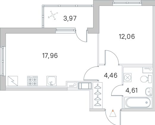 Продажа 1-комнатной квартиры 41,1 м², 2/5 этаж