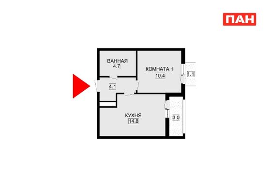 Продажа 1-комнатной квартиры 38,1 м², 5/8 этаж