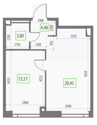 Продажа 1-комнатной квартиры 41,8 м², 6/57 этаж