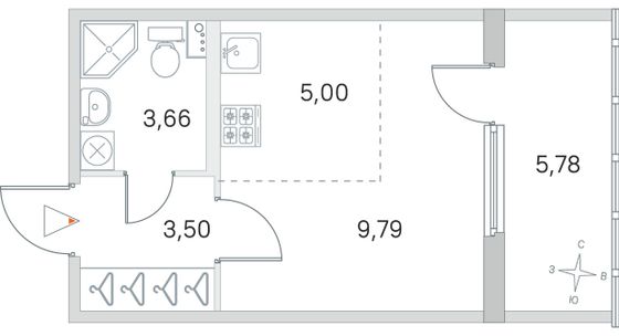 Продажа квартиры-студии 24,8 м², 1/4 этаж