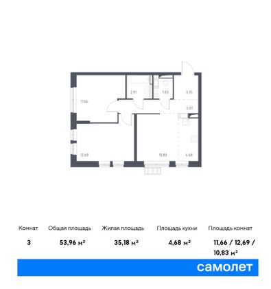 Продажа 3-комнатной квартиры 54 м², 10/17 этаж