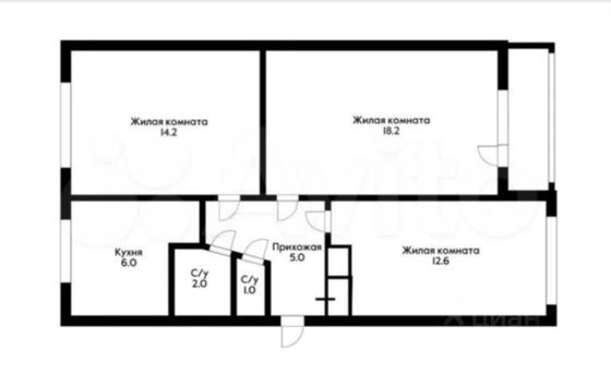 Продажа 3-комнатной квартиры 60 м², 1/5 этаж