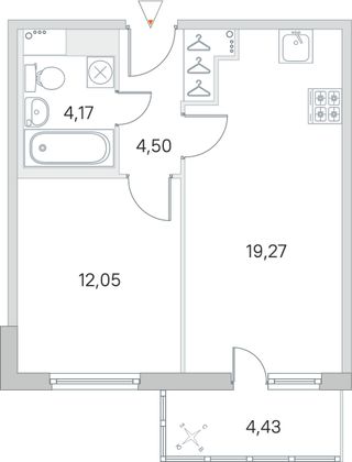 Продажа 1-комнатной квартиры 41,3 м², 4/8 этаж