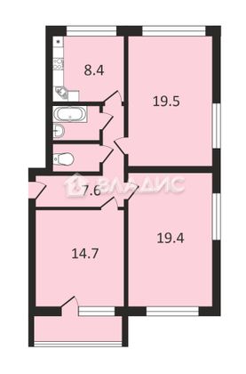 Продажа 3-комнатной квартиры 74 м², 2/5 этаж