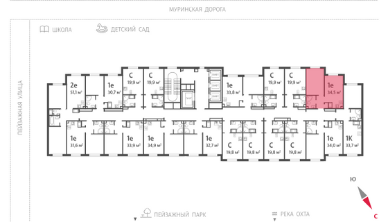 34,5 м², 1-комн. квартира, 2/22 этаж