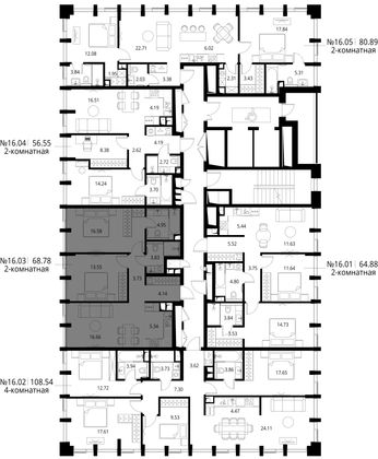 Продажа 2-комнатной квартиры 68,8 м², 16/17 этаж