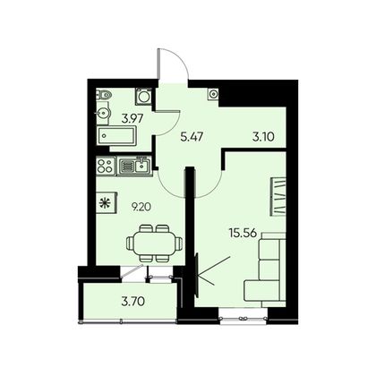 Продажа 1-комнатной квартиры 37,3 м², 5/17 этаж