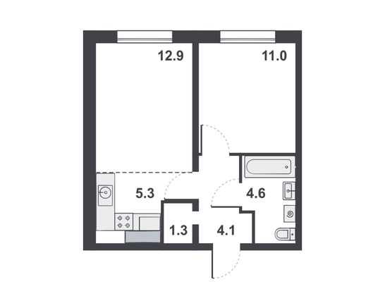 Продажа 2-комнатной квартиры 39,2 м², 12/14 этаж