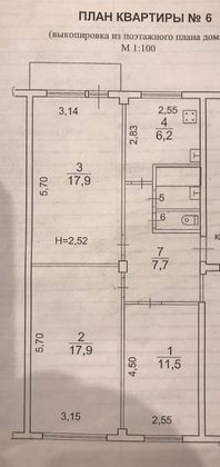 Продажа 3-комнатной квартиры 64,3 м², 2/5 этаж