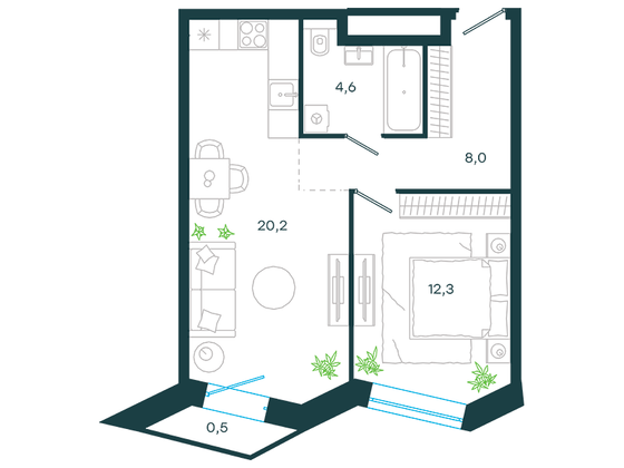 Продажа 2-комнатной квартиры 45,6 м², 13/24 этаж