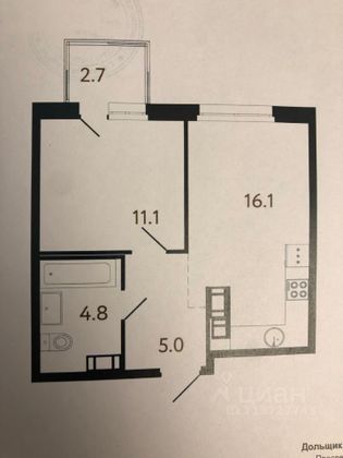 Продажа 1-комнатной квартиры 39,2 м², 4/9 этаж