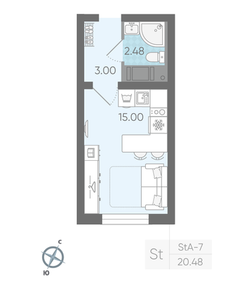 Продажа квартиры-студии 20,5 м², 10/20 этаж