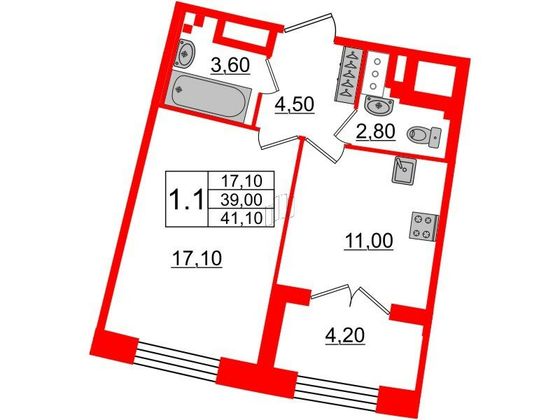 Продажа 1-комнатной квартиры 39 м², 3/8 этаж