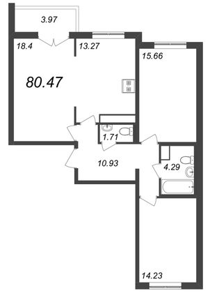 80,5 м², 4-комн. квартира, 5/12 этаж