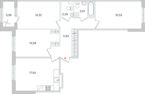 Продажа 3-комнатной квартиры 80,9 м², 2/4 этаж