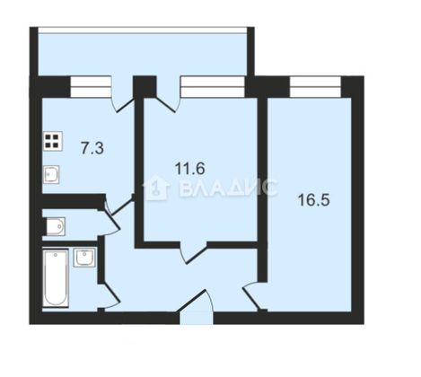 Продажа 2-комнатной квартиры 45,7 м², 1/12 этаж