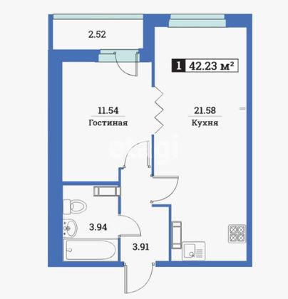 Продажа 1-комнатной квартиры 41 м², 12/17 этаж