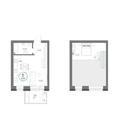 Продажа 1-комнатной квартиры 37,5 м², 1/8 этаж
