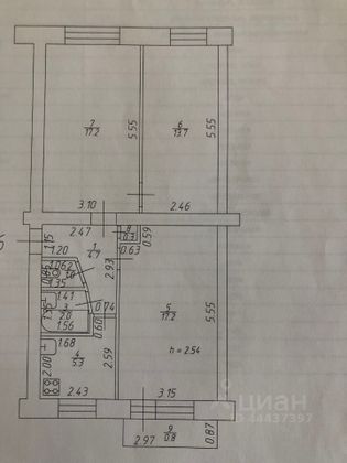 Продажа 3-комнатной квартиры 61,4 м², 2/5 этаж