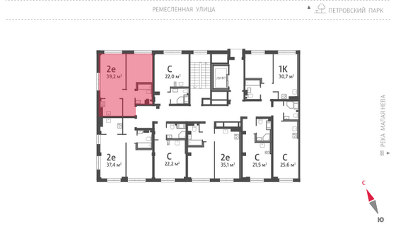 39,2 м², 1-комн. квартира, 4/8 этаж