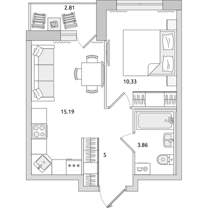 Продажа 1-комнатной квартиры 37,2 м², 12/22 этаж