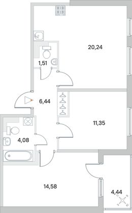 Продажа 2-комнатной квартиры 60,4 м², 3/5 этаж