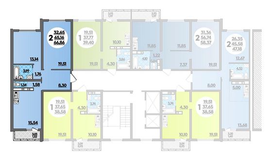 66,7 м², 2-комн. квартира, 7/16 этаж