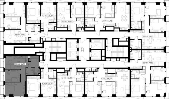 Продажа 2-комнатной квартиры 53,7 м², 21/48 этаж