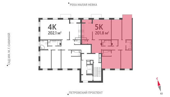 201,8 м², 5-комн. квартира, 7/7 этаж