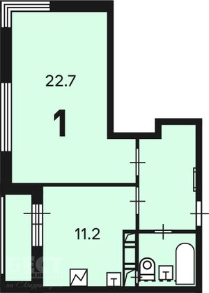 Продажа 1-комнатной квартиры 45,2 м², 10/16 этаж