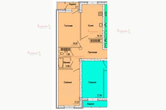 Продажа 2-комнатной квартиры 70,7 м², 4/16 этаж