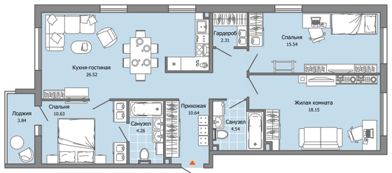 95 м², 4-комн. квартира, 1/9 этаж