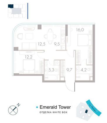 Продажа 3-комнатной квартиры 69 м², 27/45 этаж