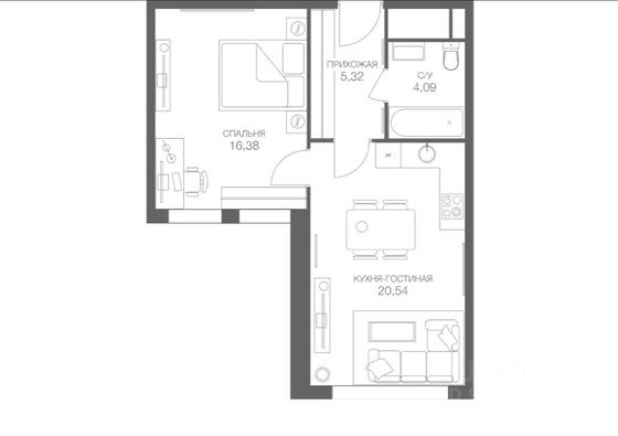 Продажа 2-комнатной квартиры 46,8 м², 47/51 этаж