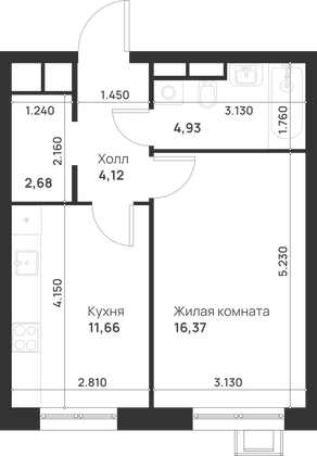 Продажа 1-комнатной квартиры 39,8 м², 23/29 этаж